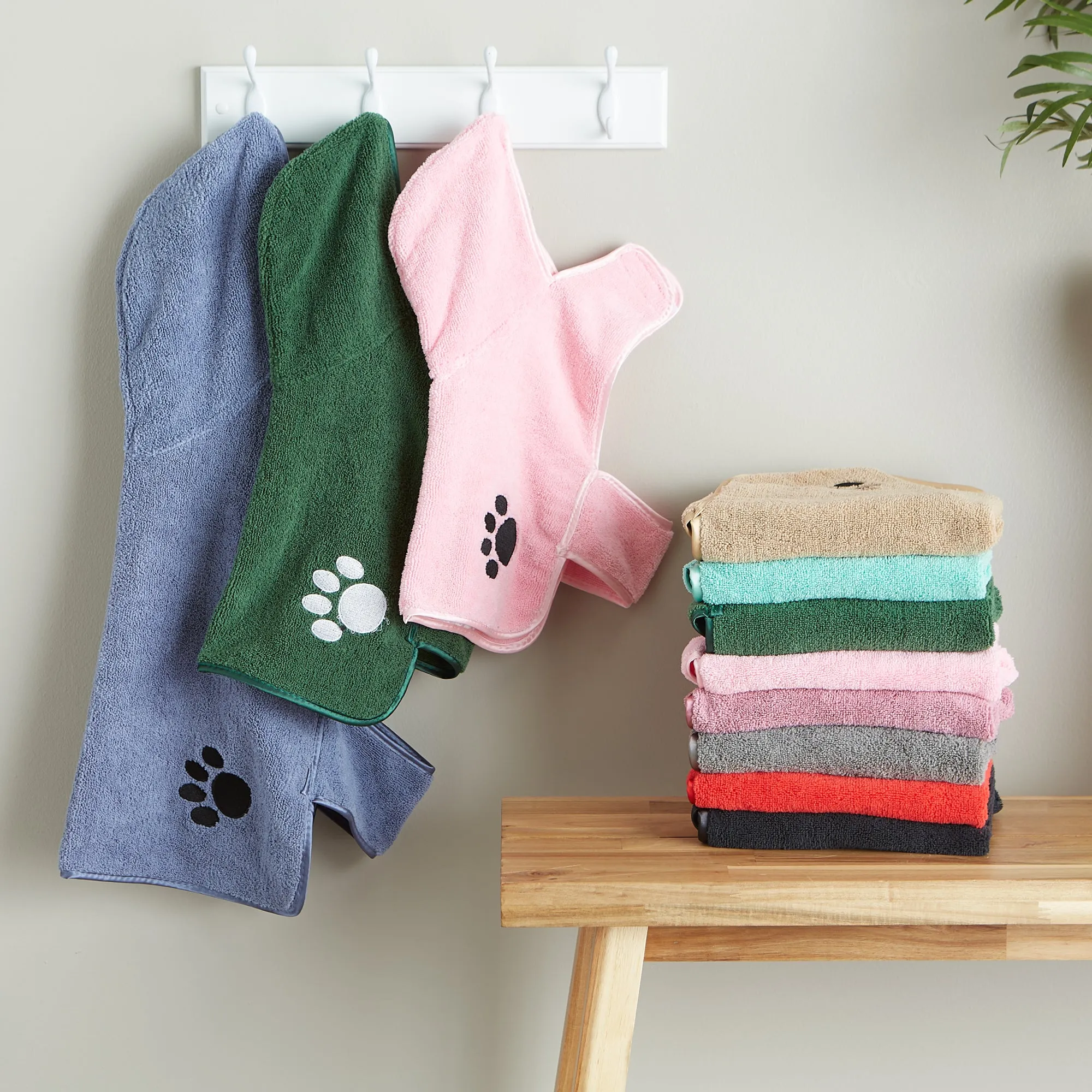 Pink Embroidered Paw X-Small Pet Robe