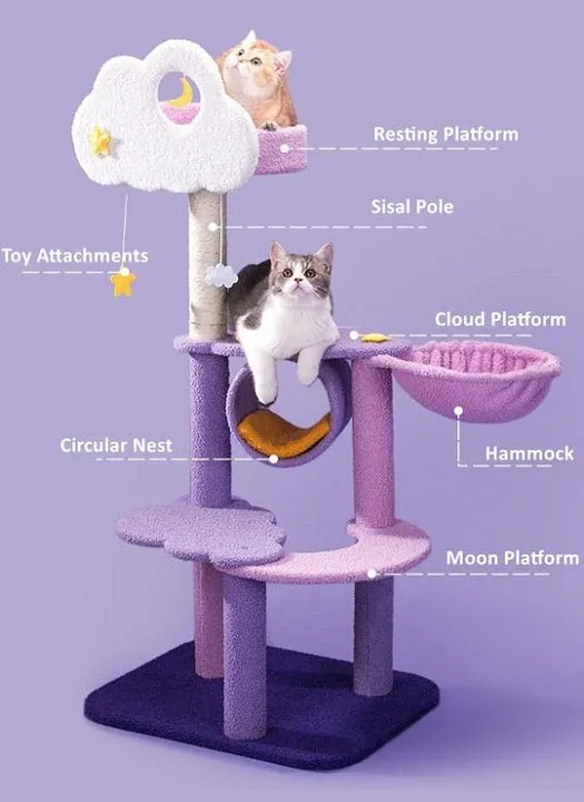 Purple Starry Moonlight Multifunctional Cat Climbing Frame - Cat Tree