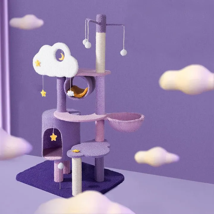 Purple Starry Moonlight Multifunctional Cat Climbing Frame - Cat Tree