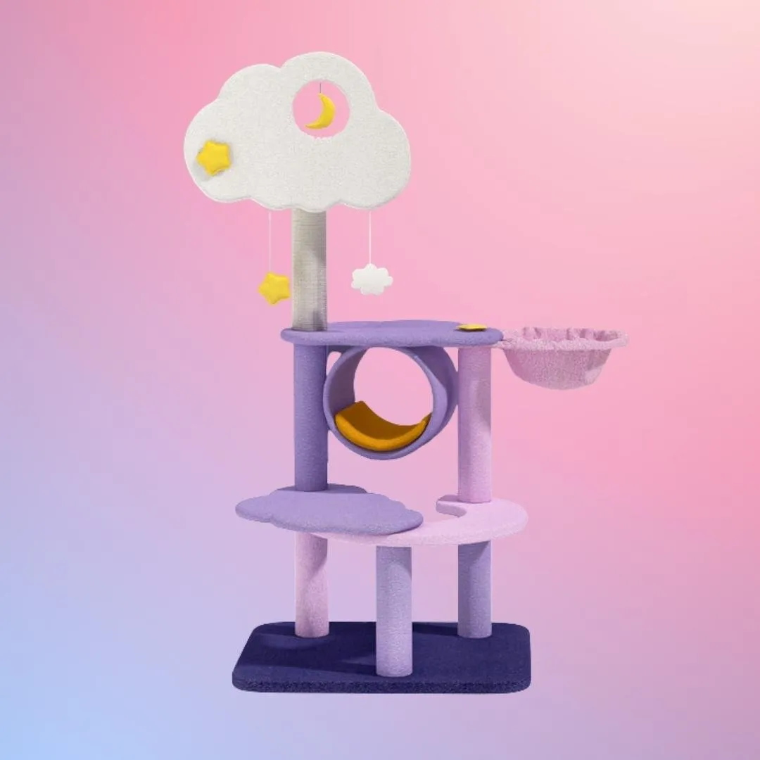 Purple Starry Moonlight Multifunctional Cat Climbing Frame - Cat Tree