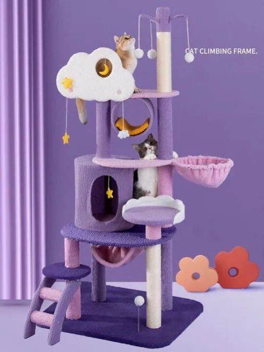 Purple Starry Moonlight Multifunctional Cat Climbing Frame - Cat Tree