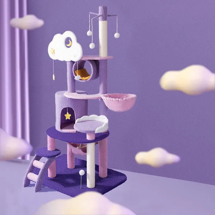 Purple Starry Moonlight Multifunctional Cat Climbing Frame - Cat Tree