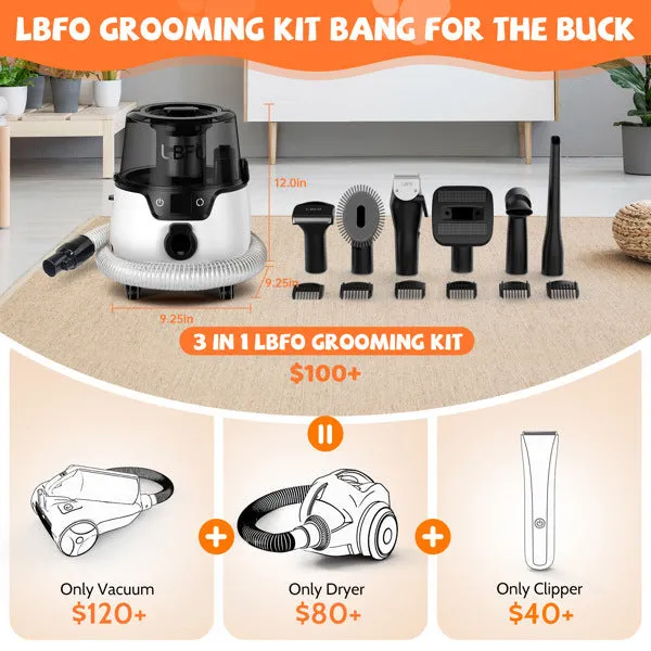 RESTOCKING   Grooming Vacuum Kit with 5 Tools, Clippers and Low Noise Dryer for Dogs and Cats