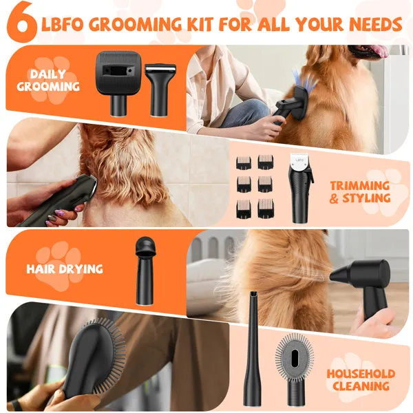 RESTOCKING   Grooming Vacuum Kit with 5 Tools, Clippers and Low Noise Dryer for Dogs and Cats