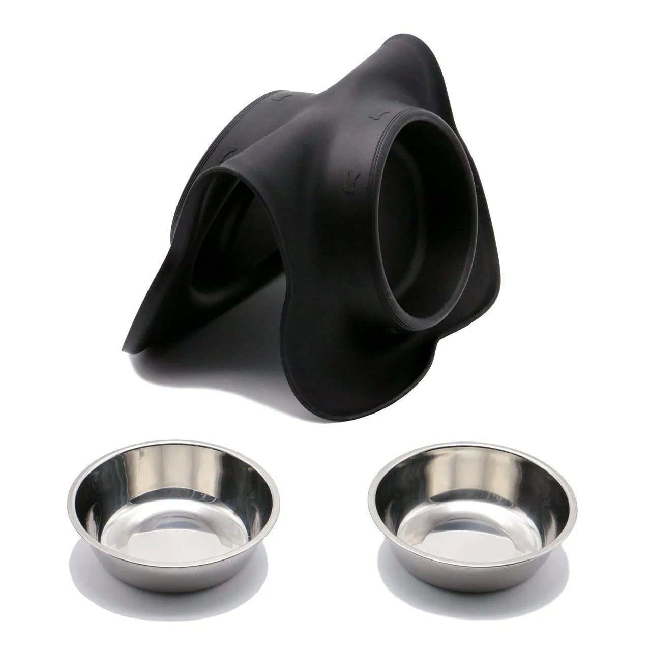 Small Stainless Steel Dog Bowls - Silicone Mat