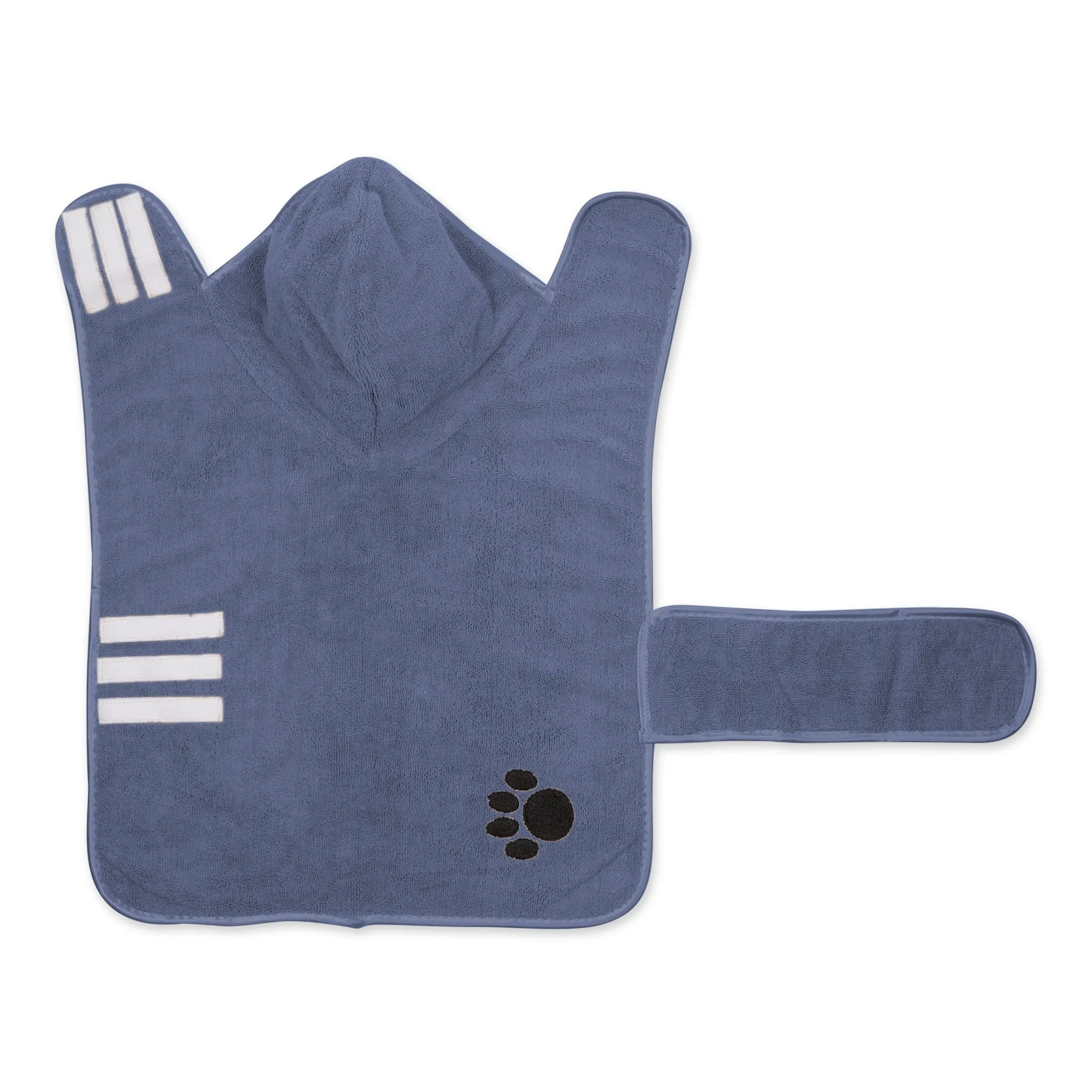 Stonewash Blue Embroidered Paw Medium Pet Robe