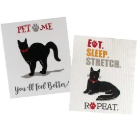 Swedish Cloth 2pc Set Eat. Sleep.Stretch Cat/pet me