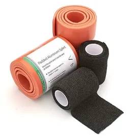 Universal Aluminum Rolled Emergency Splint and 2 Self-Adherent Cohesive Tape Rolls - Ideal Wrap for Sports, First Aid, Pets