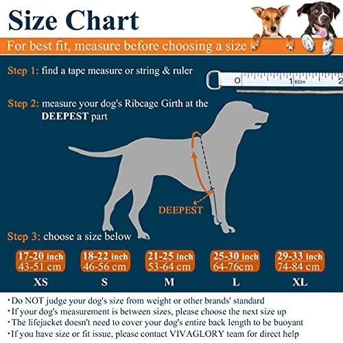 Vivaglory Life Jacket for Dogs, Comfortable Neoprene Dog Life Jacket with Superior Buoyancy & Rescue Handle for Small to Medium Dogs, Orange M