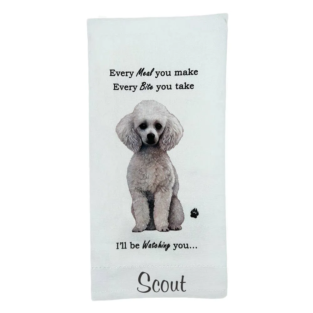 White Poodle Kitchen Towel